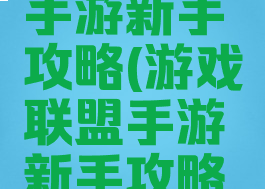 游戏联盟手游新手攻略(游戏联盟手游新手攻略视频)