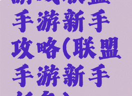 游戏联盟手游新手攻略(联盟手游新手任务)