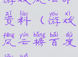 游戏风云op资料(游戏风云榜百度搜索)