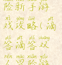 滴答双人冒险新手游戏攻略(滴答滴答双人冒险游戏攻略)