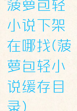 菠萝包轻小说下架在哪找(菠萝包轻小说缓存目录)