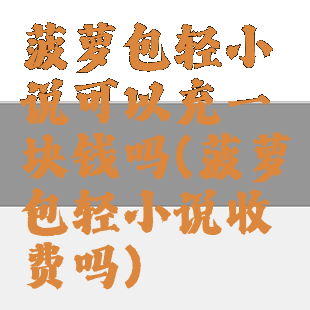 菠萝包轻小说可以充一块钱吗(菠萝包轻小说收费吗)