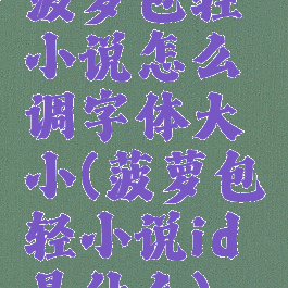 菠萝包轻小说怎么调字体大小(菠萝包轻小说id是什么)