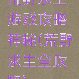 荒野求生游戏攻略神秘(荒野求生全攻略)