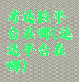 考达拉平台在哪(达达平台在哪)