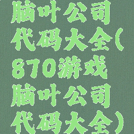 脑叶公司代码大全(870游戏脑叶公司代码大全)