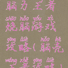 脑力王者烧脑游戏攻略(脑壳王者攻略)