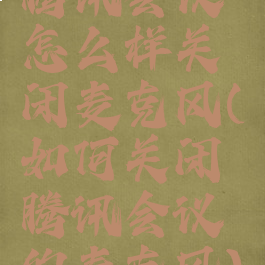 腾讯会议怎么样关闭麦克风(如何关闭腾讯会议的麦克风)