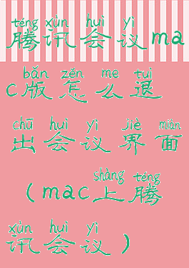 腾讯会议mac版怎么退出会议界面(mac上腾讯会议)