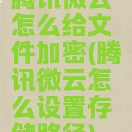 腾讯微云怎么给文件加密(腾讯微云怎么设置存储路径)