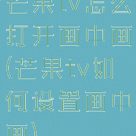 芒果tv怎么打开画中画(芒果tv如何设置画中画)