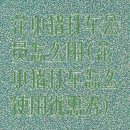 花小猪打车会员怎么用(花小猪打车怎么使用优惠券)