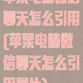 苹果电脑微信聊天怎么引用(苹果电脑微信聊天怎么引用图片)