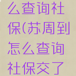 苏周到怎么查询社保(苏周到怎么查询社保交了多少年)