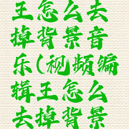 视频编辑王怎么去掉背景音乐(视频编辑王怎么去掉背景音乐呢)