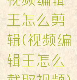 视频编辑王怎么剪辑(视频编辑王怎么截取视频)