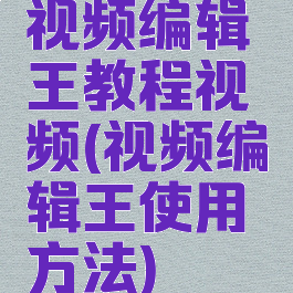 视频编辑王教程视频(视频编辑王使用方法)