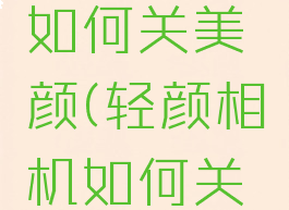 轻颜相机如何关美颜(轻颜相机如何关美颜滤镜)