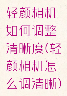 轻颜相机如何调整清晰度(轻颜相机怎么调清晰)