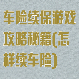 车险续保游戏攻略秘籍(怎样续车险)
