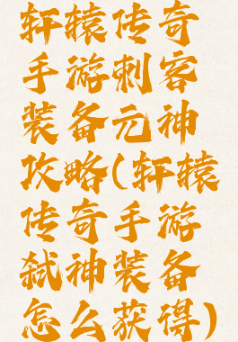 轩辕传奇手游刺客装备元神攻略(轩辕传奇手游弑神装备怎么获得)