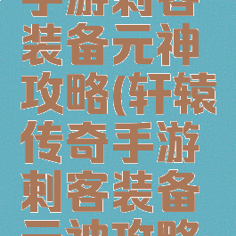 轩辕传奇手游刺客装备元神攻略(轩辕传奇手游刺客装备元神攻略大全)