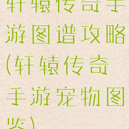 轩辕传奇手游图谱攻略(轩辕传奇手游宠物图鉴)
