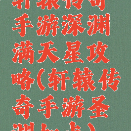 轩辕传奇手游深渊满天星攻略(轩辕传奇手游圣渊加点)