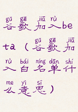 谷歌加入beta(谷歌加入白名单什么意思)