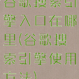 谷歌搜索引擎入口在哪里(谷歌搜索引擎使用方法)