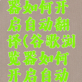 谷歌浏览器如何开启自动翻译(谷歌浏览器如何开启自动翻译功能)