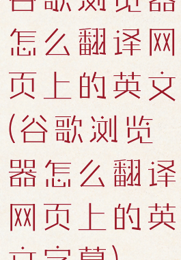 谷歌浏览器怎么翻译网页上的英文(谷歌浏览器怎么翻译网页上的英文字幕)