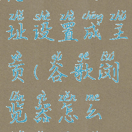 谷歌浏览器怎么把网址设置成主页(谷歌浏览器怎么把网页设置为主页)