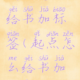 起点怎么给书加标签(起点怎么给书加标签啊)