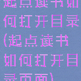 起点读书如何打开目录(起点读书如何打开目录页面)