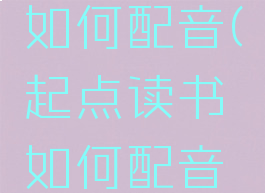 起点读书如何配音(起点读书如何配音文字)