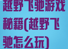 越野飞驰游戏秘籍(越野飞驰怎么玩)