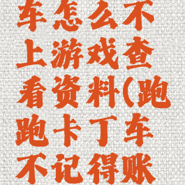 跑跑卡丁车怎么不上游戏查看资料(跑跑卡丁车不记得账号)