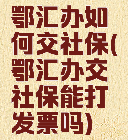 鄂汇办如何交社保(鄂汇办交社保能打发票吗)