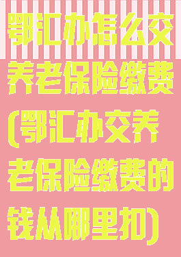 鄂汇办怎么交养老保险缴费(鄂汇办交养老保险缴费的钱从哪里扣)