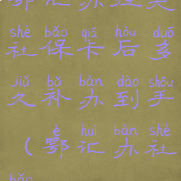 鄂汇办挂失社保卡后多久补办到手(鄂汇办社保)