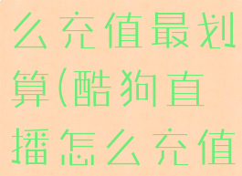 酷狗直播怎么充值最划算(酷狗直播怎么充值最划算的)