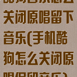酷狗音乐怎么关闭原唱留下音乐(手机酷狗怎么关闭原唱保留音乐)