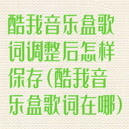 酷我音乐盒歌词调整后怎样保存(酷我音乐盒歌词在哪)