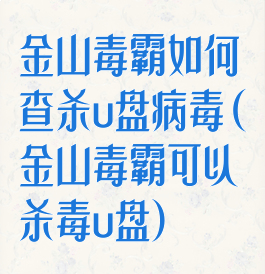 金山毒霸如何查杀u盘病毒(金山毒霸可以杀毒u盘)