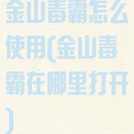 金山毒霸怎么使用(金山毒霸在哪里打开)