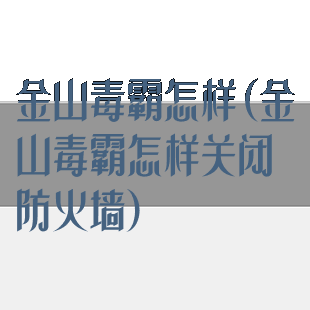 金山毒霸怎样(金山毒霸怎样关闭防火墙)