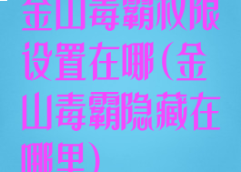 金山毒霸权限设置在哪(金山毒霸隐藏在哪里)