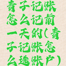 青子记账怎么记前一天的(青子记账怎么选账户)