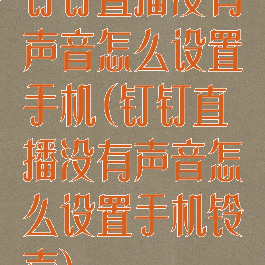 钉钉直播没有声音怎么设置手机(钉钉直播没有声音怎么设置手机铃声)